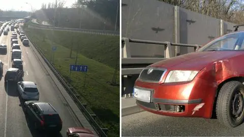 Zderzenie z cysterną na Wisłostradzie.  Kierowca skody z promilami