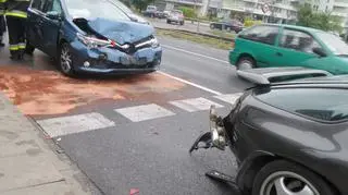 Zderzenie toyoty i porsche na Grójeckiej