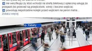 Post "kandydatki" o bramkach w metrze