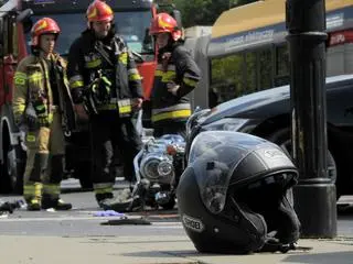 Wypadek z udziałem motocyklisty na Powązkowskiej