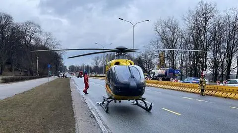 Helikopter LPR lądował na Wisłostradzie