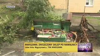 Drzewo przewróciło się na kiosk na Staszica