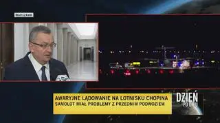 Minister Adamczyk o awaryjnym lądowaniu