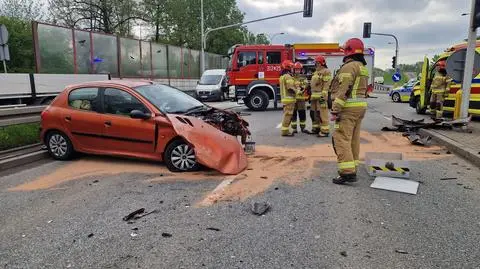 Wypadek na Wale Miedzeszyńskim, korek w kierunku centrum