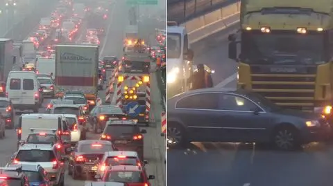 Zderzenie skody z ciężarówką na Trasie AK. Korek sięgał Pragi