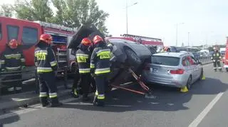 Zderzenie dwóch aut na moście Łazienkowskim