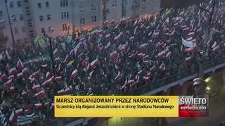 Marsz narodowców na moście