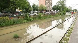 Zalane torowisko na ul. Rembielińskiej