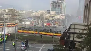 Protest rolników na rondzie Zawiszy