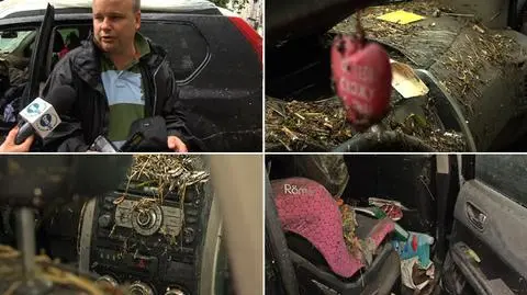 Utknął w aucie na zalanej trasie. Uciekł przez okno