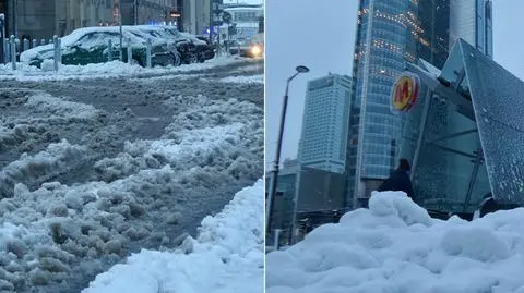 Zaśnieżona Warszawa. Drogi czarne, gorzej na chodnikach