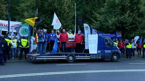 Protest górników w Alejach Ujazdowskich