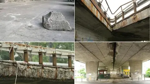 Rdza, dziury, odpadający beton. Urzędnicy: nie ma żagrożenia