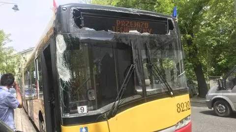 Konar spadł na autobus. "Uderzył w przednią część kabiny"