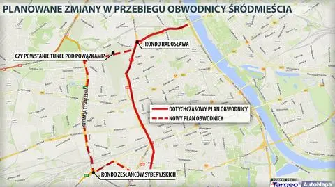 Obwodnica śródmiejska może biec w tunelu pod Powązkami