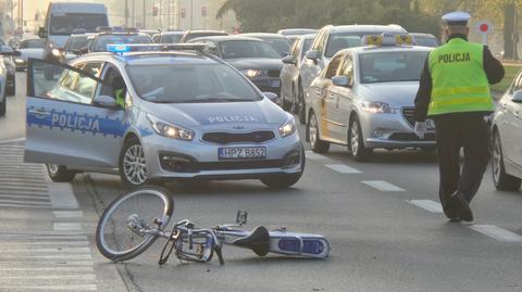 Potrącenie rowerzystki na Sobieskiego