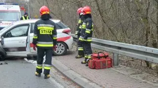 Czołowe zderzenie na Bemowie