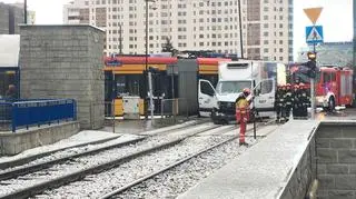 Zderzenie ciężarówki i tramwaju