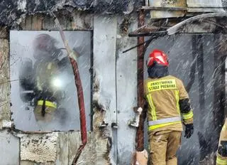 Pożar pustostanu na Kamionku 