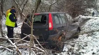 Auto wypadło na pobocze
fot. TVN Warszawa/Marcin Gula