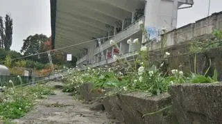 Zamknięta trybuna na stadionie Marymontu