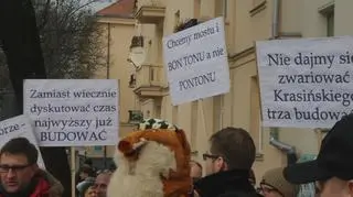 Kontrmanifestacja zwolenników mostu