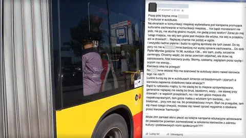 Autobus zamknięty, w środku kierowca... sika na przegub