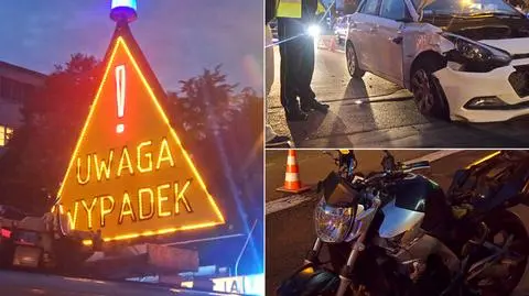 Wypadek na Bielanach. Motocyklista w szpitalu