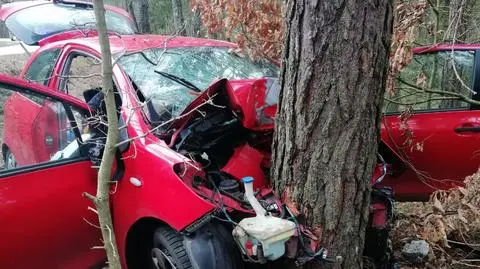 Auto na drzewie. Cztery osoby ranne w wypadku pod Makowem Mazowieckim