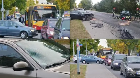 Wypadek, śmiertelne potrącenie, korek.  Płochocińska stała w dwie strony