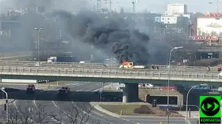 Volkswagen zapłonął nad rondem Zesłańców Syberyjskich