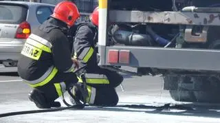 Pożar autobusu na Płowieckiej