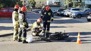 Zderzenie motocykla z autem na Kochanowskiego