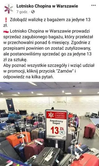 Post podszywający się pod Lotnisko Chopina