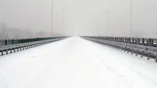 Most Marii Skłodowskiej-Curie pod śniegiem