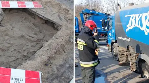 Pod zamiatarką zapadła się jezdnia. Ulica nadal zablokowana