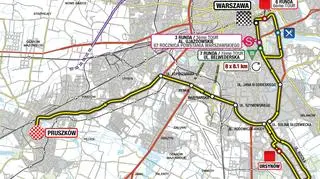 Mapa trasy przejazdu kolarzy fot. materiały organizatora