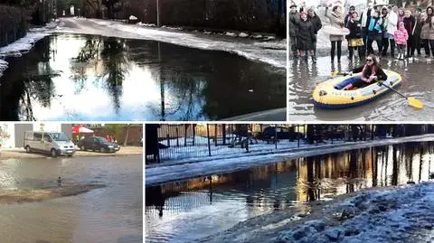 Wawer: zalane ulice i chodniki