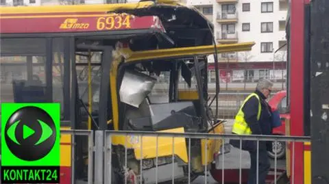 Wypadek trzech autobusów Wpadały jeden na drugi