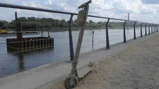 An electric scooter found in the river