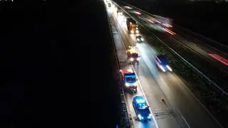 Pożar na autostradzie A2