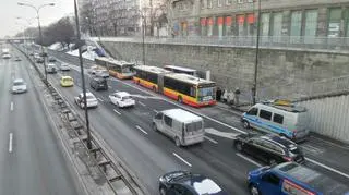 Zderzenie autobusów na Trasie Łazienkowskiej 