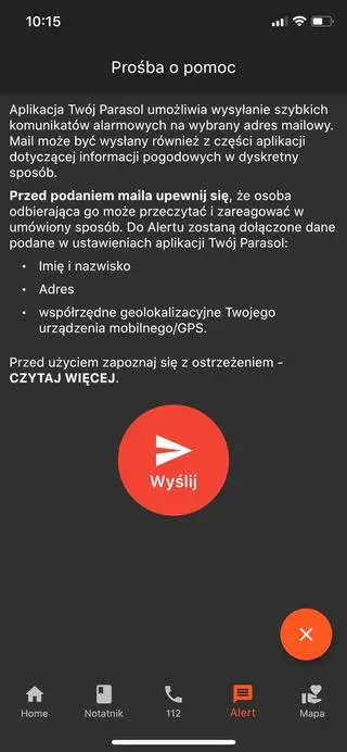 Tak wygląda aplikacja "Twój Parasol"