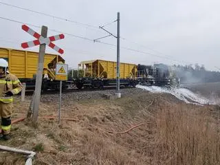 Pożar lokomotywy pod Mińskiem Mazowieckim