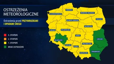 Alert pogodowy. W nocy przymrozki, śnieg i wiatr