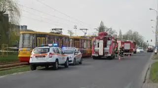 Zderzenie ciężarówki z tramwajem