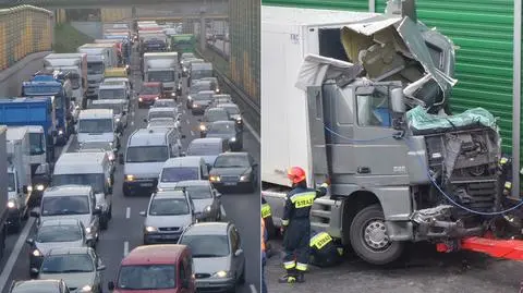 Tir wjechał w ekran. Poranny paraliż na S8