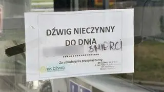 Niedziałająca winda przy Grochowskiej