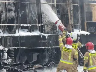 Pożar lokomotywy pod Mińskiem Mazowieckim