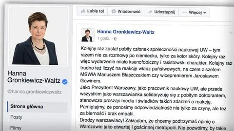 Napaść na doktoranta z Nigerii. Gronkiewicz-Waltz apeluje o reakcję